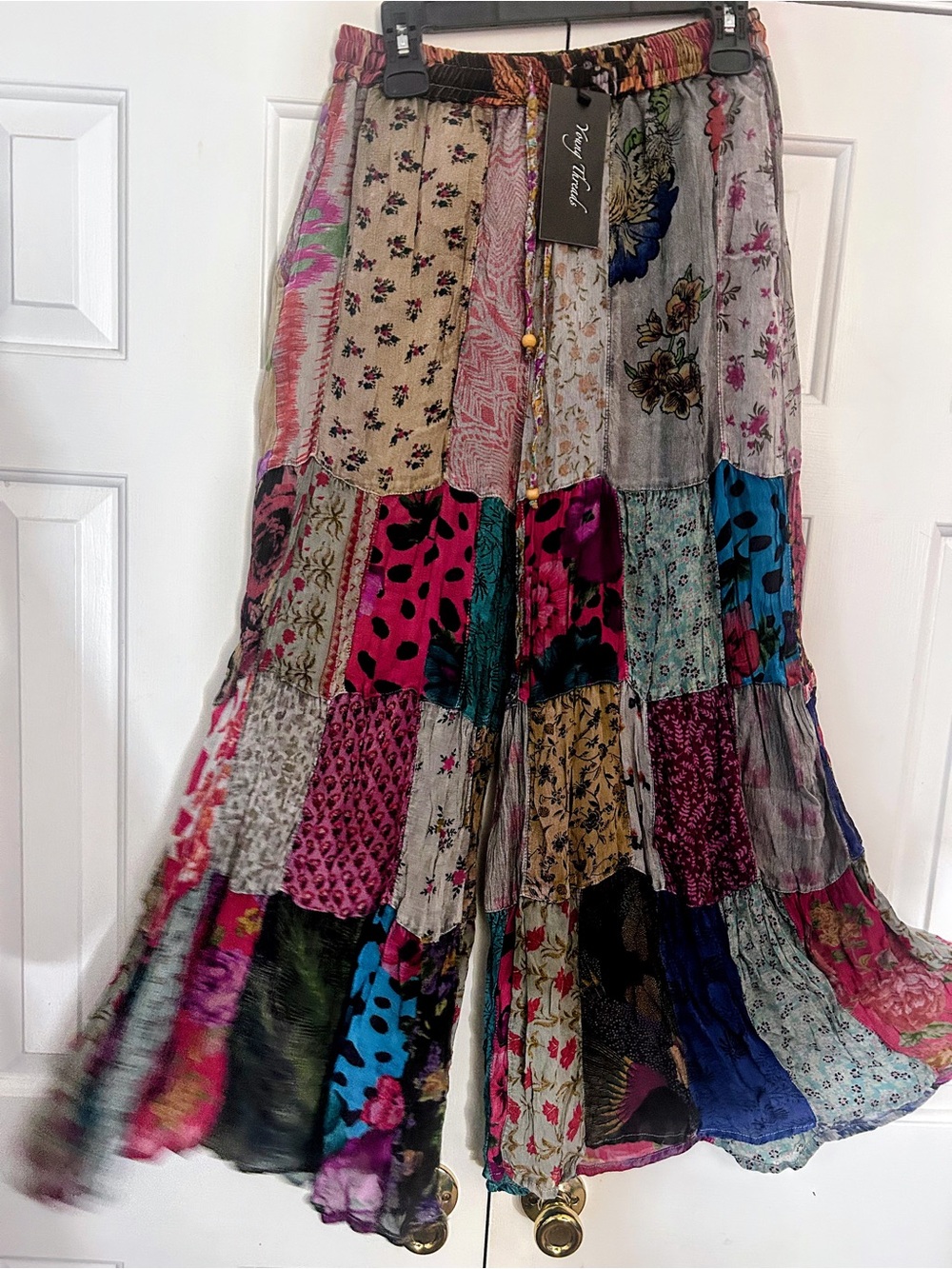NWT Young Threads Patchwork palazzo Flare Pants